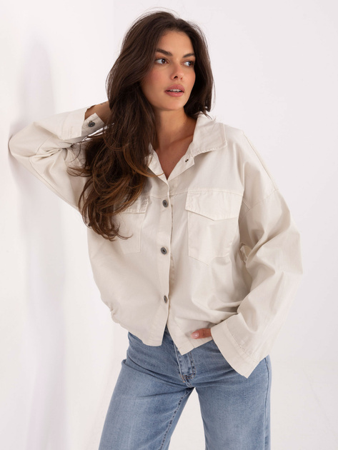 Jasnobeżowa koszula z kieszeniami RUE PARIS