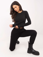 Czarna bawełniana bluzka z długim rękawem 