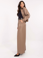 Ciemnobeżowe skórzane spodnie palazzo RUE PARIS