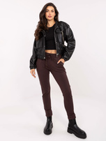 Ciemnobrązowe dresowe spodnie z wiązaniem BASIC FEEL GOOD