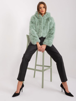 Hurtownia Pistacjowa damska kurtka z futra ekologicznego