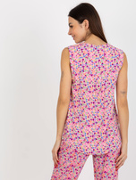 Hurtownia Różowa bluzka w kwiaty bez rękawów FRESH MADE