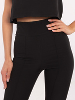 Czarny elegancki komplet z krótkim topem