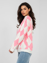 Różowa bluza oversize w geometryczne wzory