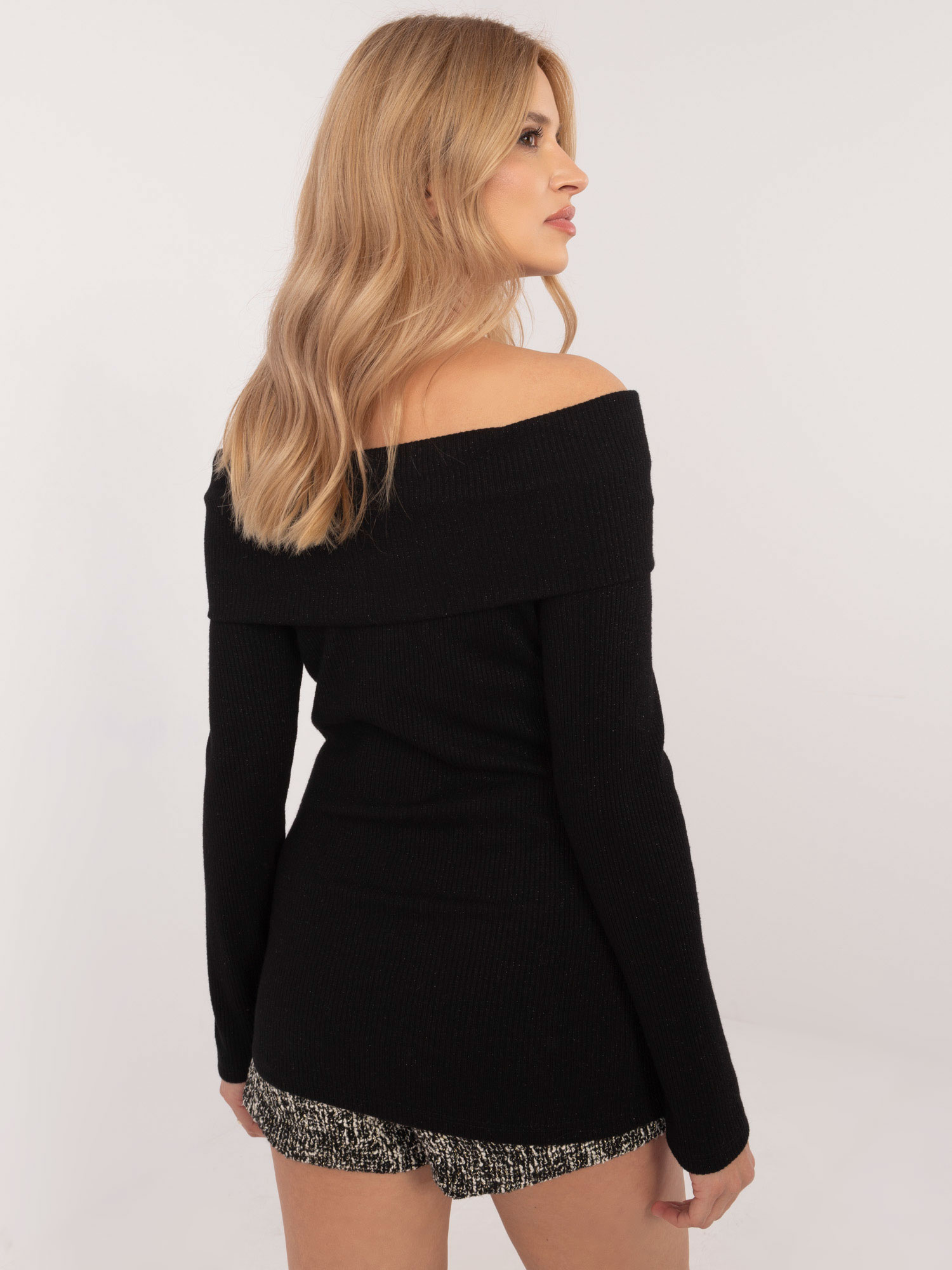 Wholesale Black Women's Sweater with Off-Shoulder.