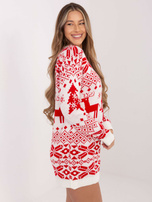 Ecru świąteczny sweter we wzory 