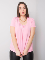 Šviesiai rožinė medvilninė plus size marškinėliai Celeste.