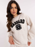 Hurt Jasnobeżowa melanżowa bluza bez kaptura z haftem