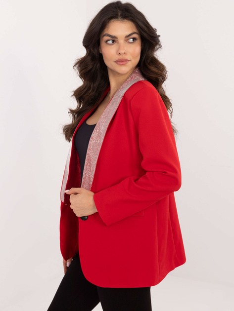 Hurtownia Czerwona elegancka marynarka z dżetami