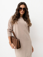 Beżowa dresowa sukienka bez kaptura 