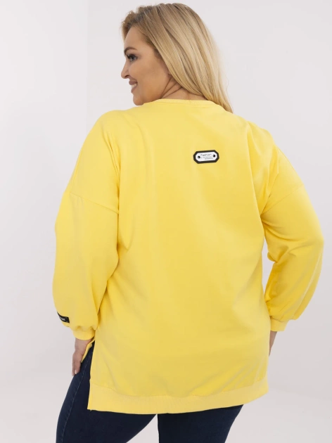 Żółta damska bluza basic plus size z bawełny