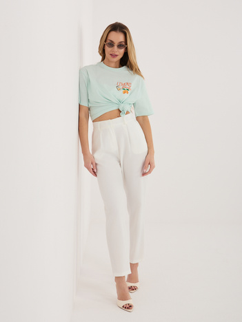 Miętowy damski t-shirt z letnim nadrukiem SUBLEVEL 