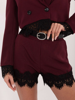 Burgundowe eleganckie szorty z kieszeniami