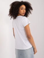 Hurt Biały damski t-shirt z kwiatem BASIC FEEL GOOD