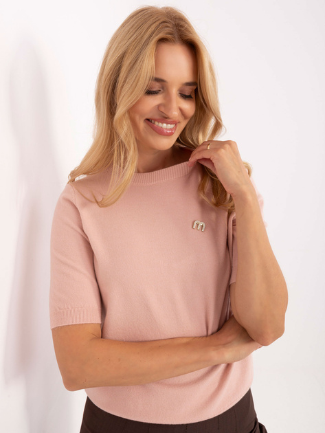 Brudnoróżowy damski sweter ze ściągaczami