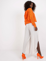 Beżowe zwiewne szerokie spodnie z rozcięciami OCH BELLA 