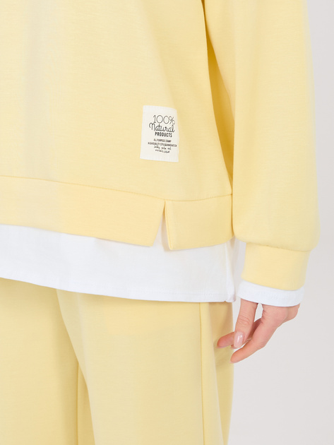 Pastelowy żółty komplet z dwuwarstwową bluzą RUE PARIS