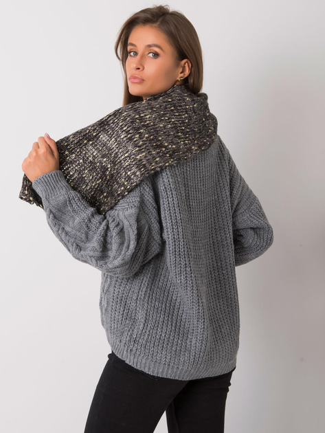 Czarny szalik damski ze złotą nicią