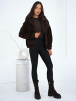 Ciemnobrązowa futrzana bluza z kieszeniami