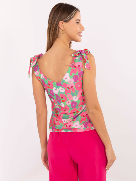 Zielono-różowy top z kolorowym nadrukiem RUE PARIS