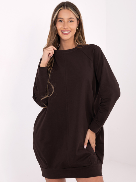 Czekoladowa dresowa sukienka z bawełny BASIC FEEL GOOD