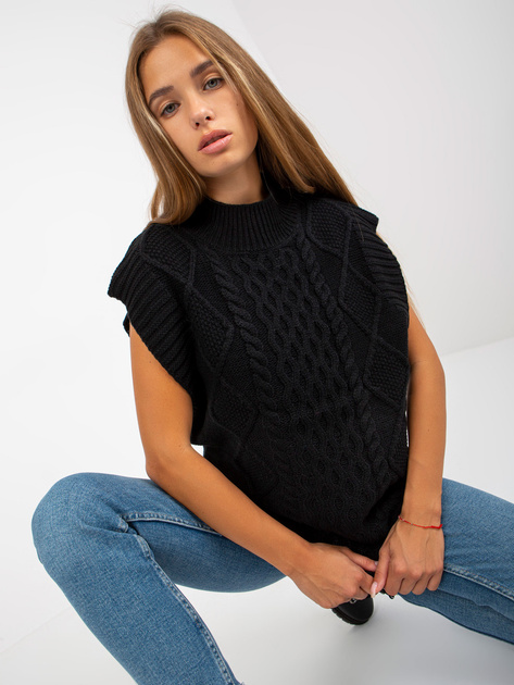 Hurt Czarna kamizelka dzianinowa z warkoczami SUBLEVEL