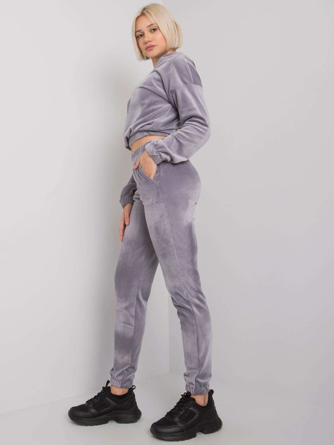 Szary dwuczęściowy komplet z weluru Milan RUE PARIS