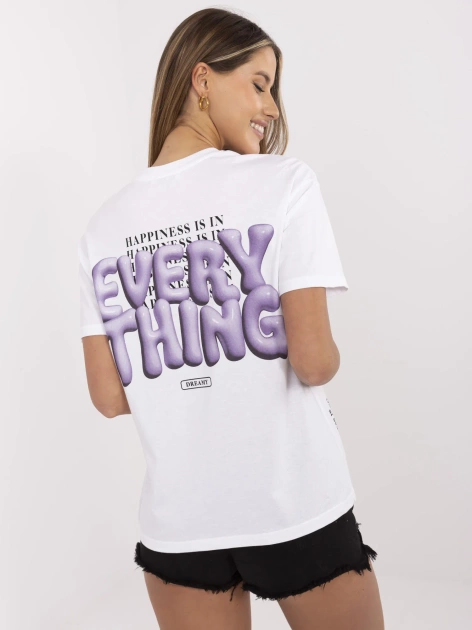 Biało-fioletowy bawełniany t-shirt FRESH MADE