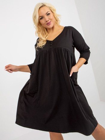 Hurt Czarna dresowa sukienka plus size basic z kieszeniami