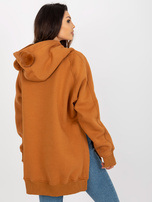 Hurt Jasnobrązowa dresowa bluza kangurka z kapturem