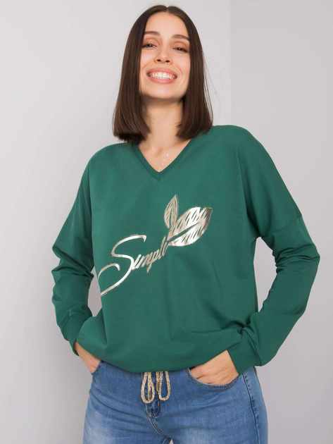 Ciemnozielona bluzka plus size z printem Juliee