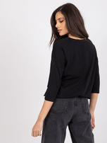 Black Cotton Blouse with Bindy Applique