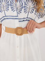 Blue shirt dress with embroidery.