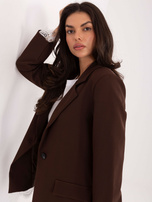 Czekoladowa elegancka marynarka z koronką 