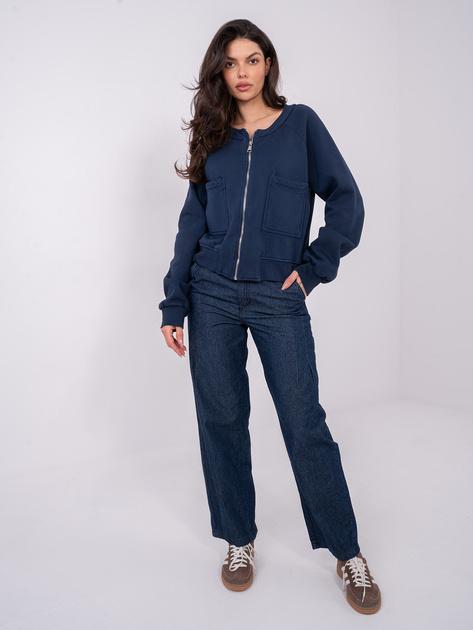 Granatowa rozpinana bluza z kieszeniami