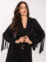 Czarna zamszowa kurtka z frędzlami