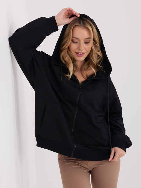 Czarna rozpinana bluza oversze z kapturem