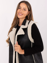 Czarna damska kamizelka z kożuszkiem