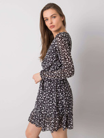 Czarna sukienka z falbaną Eunika OCH BELLA