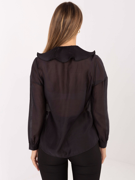 Czarna przezroczysta koszula z żabotem