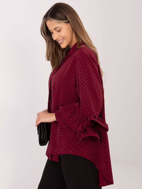 Bordowa elegancka koszula z dżetami