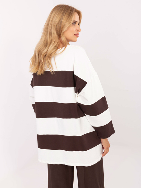 Ecru-brązowa bawełniana bluzka oversize