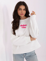 Ecru damska bluza z kontrastowym napisem 