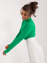 Hurtownia Zielony dopasowany sweter z golfem