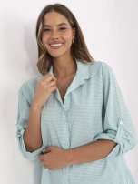 Miętowo-biała rozpinana koszula z bawełny