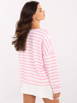 Hurt Różowo-biała damska bluzka oversize z printem