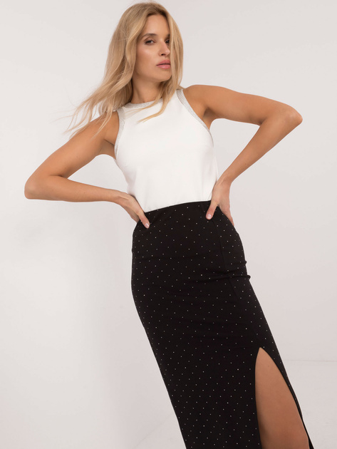 Hurtownia Czarna ołówkowa spódnica midi z dżetami