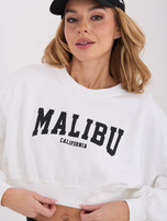 Ecru krótka bluza oversize z bawełny