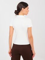 Ecru damska koszulka polo z wiskozy 