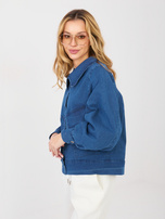 Ciemnoniebieska jeansowa kurtka z kołnierzem RUE PARIS 